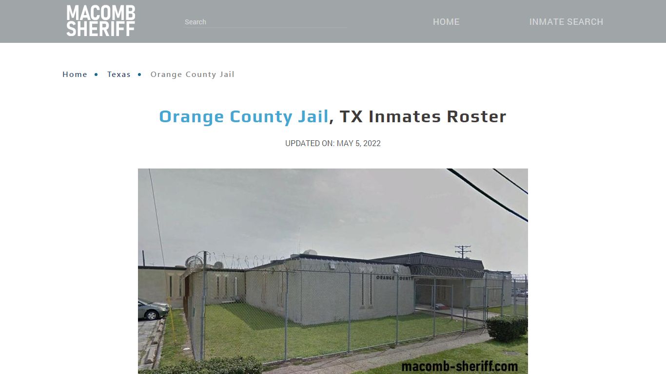 Orange County Jail, TX Jail Roster, Name Search