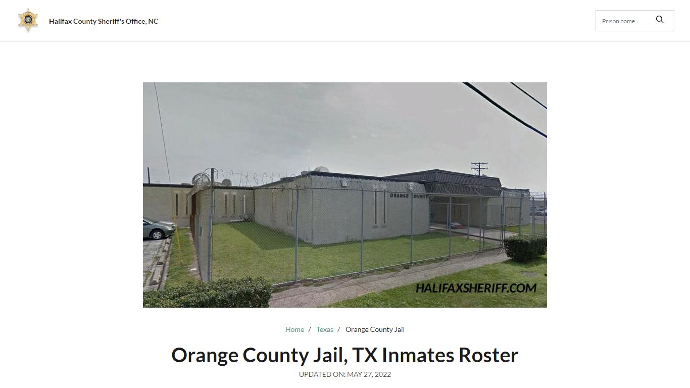 Orange County Jail, TX Jail Roster, Name Search